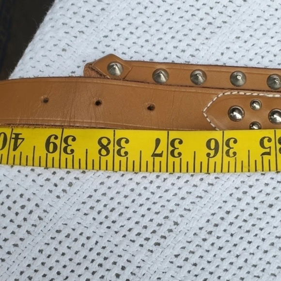 French Connection Vintage Nailhead Wide Leather Belt M/‎ L - Picture 14 of 14